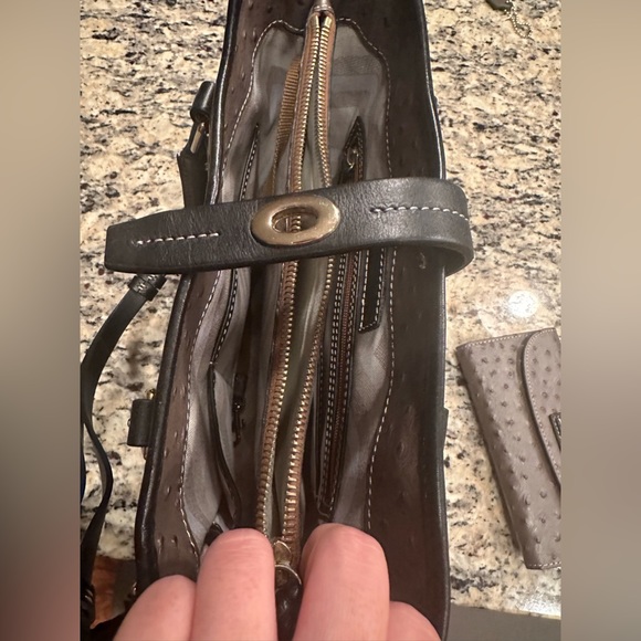 Dooney and Burke Ostrich Shoulder Bag & Matching Wallet - Picture 6 of 11